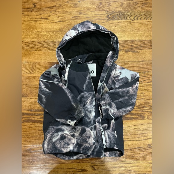 Molo size 3 Children's Black and Gray Animal Print Jacket